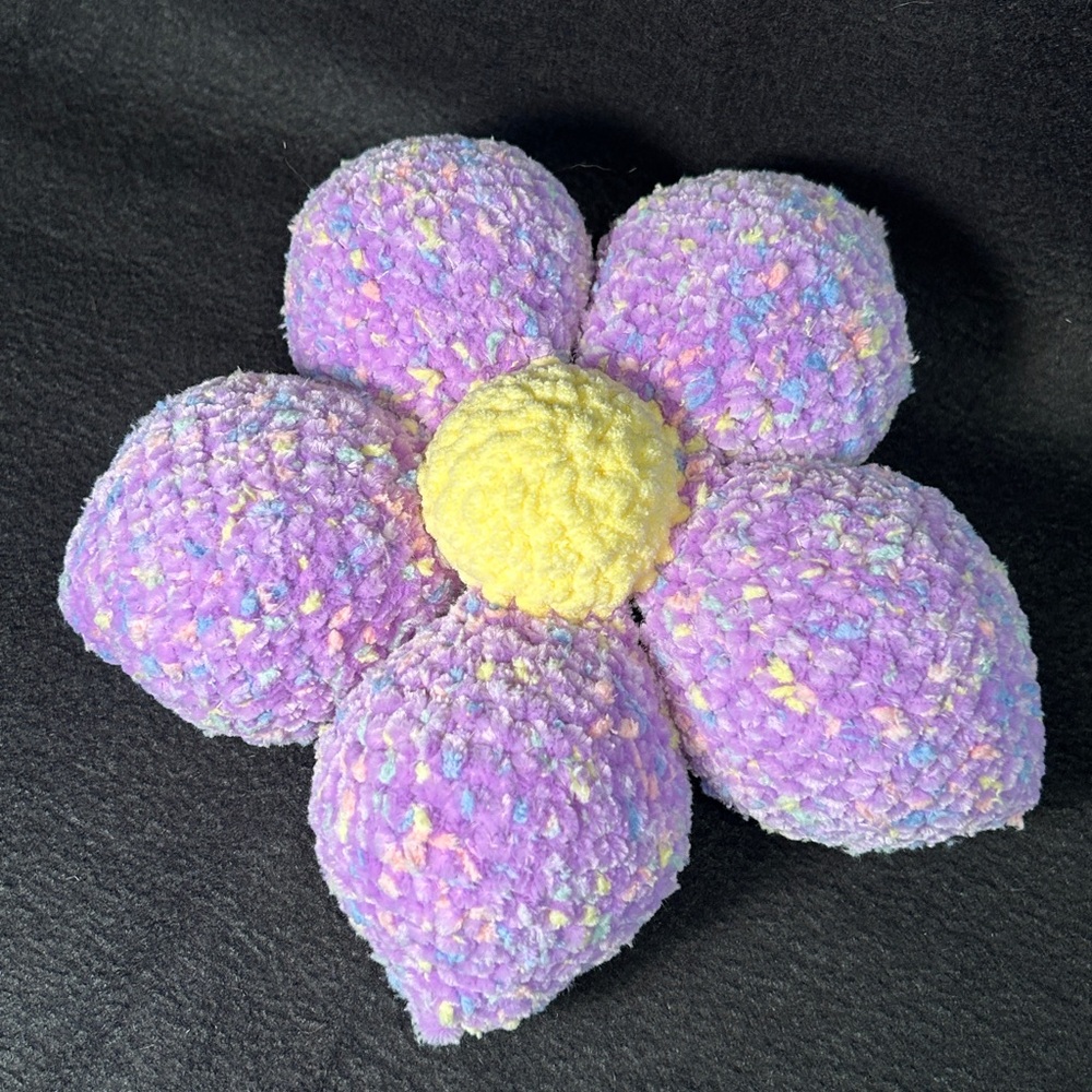 Handmade Crochet Flower Pillow